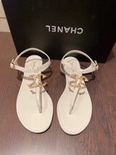 Load image into Gallery viewer, Chanel Pearl CC Logo Thong Sandals Calfskin Leather Spring/Summer Act 2 Collection White