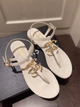Load image into Gallery viewer, Chanel Pearl CC Logo Thong Sandals Calfskin Leather Spring/Summer Act 2 Collection White