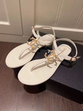 Load image into Gallery viewer, Chanel Pearl CC Logo Thong Sandals Calfskin Leather Spring/Summer Act 2 Collection White