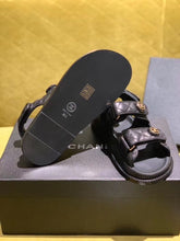 Load image into Gallery viewer, Chanel Velcro Beach Sandals Calfskin Leather Spring/Summer Act 2 Collection Black