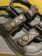 Load image into Gallery viewer, Chanel Velcro Beach Sandals Calfskin Leather Spring/Summer Act 2 Collection Black