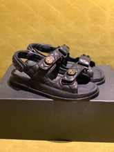 Load image into Gallery viewer, Chanel Velcro Beach Sandals Calfskin Leather Spring/Summer Act 2 Collection Black