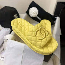 Load image into Gallery viewer, Chanel Women Mules Mules Lambskin Yellow 0.5 cm Heel