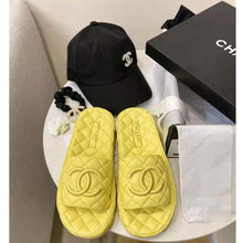 Load image into Gallery viewer, Chanel Women Mules Mules Lambskin Yellow 0.5 cm Heel