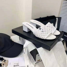 Load image into Gallery viewer, Chanel Women Mules Shiny Braided Goatskin White 4.5 cm Heel