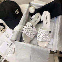 Load image into Gallery viewer, Chanel Women Mules Shiny Braided Goatskin White 4.5 cm Heel