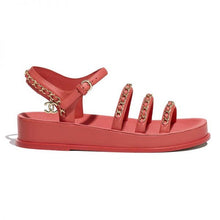 Load image into Gallery viewer, Chanel Women Sandals Calfskin Red 5 mm Heel