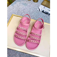 Load image into Gallery viewer, Chanel Women Sandals Calfskin Red 5 mm Heel