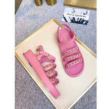 Load image into Gallery viewer, Chanel Women Sandals Calfskin Red 5 mm Heel