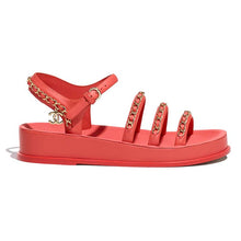 Load image into Gallery viewer, Chanel Women Sandals Calfskin Red 5 mm Heel