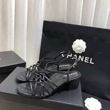 Load image into Gallery viewer, Chanel Women Sandals Iridescent Calfskin Black 5 cm Heel