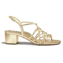 Load image into Gallery viewer, Chanel Women Sandals Laminated Lambskin Gold 5 cm Heel