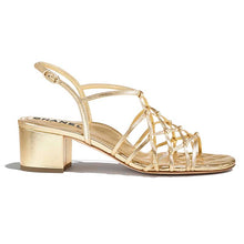 Load image into Gallery viewer, Chanel Women Sandals Laminated Lambskin Gold 5 cm Heel