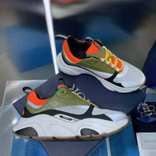 Load image into Gallery viewer, Dior Men B22 Sneaker Orange and White Technical Mesh with Khaki and Black Smooth Calfskin