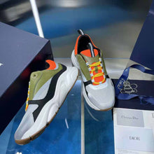 Load image into Gallery viewer, Dior Men B22 Sneaker Orange and White Technical Mesh with Khaki and Black Smooth Calfskin