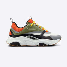 Load image into Gallery viewer, Dior Men B22 Sneaker Orange and White Technical Mesh with Khaki and Black Smooth Calfskin