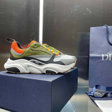 Load image into Gallery viewer, Dior Men B22 Sneaker Orange and White Technical Mesh with Khaki and Black Smooth Calfskin