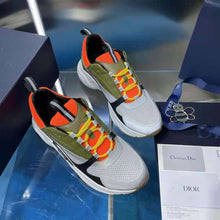 Load image into Gallery viewer, Dior Men B22 Sneaker Orange and White Technical Mesh with Khaki and Black Smooth Calfskin