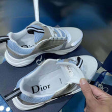 Load image into Gallery viewer, Dior Men B22 Sneaker White and Blue Technical Mesh and Gray Calfskin