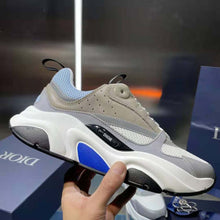 Load image into Gallery viewer, Dior Men B22 Sneaker White and Blue Technical Mesh and Gray Calfskin
