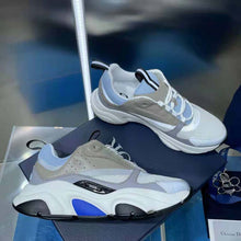 Load image into Gallery viewer, Dior Men B22 Sneaker White and Blue Technical Mesh and Gray Calfskin