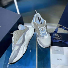 Load image into Gallery viewer, Dior Men B22 Sneaker White and Blue Technical Mesh and Gray Calfskin