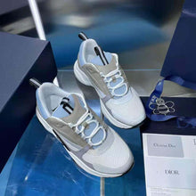 Load image into Gallery viewer, Dior Men B22 Sneaker White and Blue Technical Mesh and Gray Calfskin