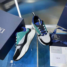 Load image into Gallery viewer, Dior Men B22 Sneaker White and Blue Technical Mesh with Deep Green and Black Smooth Calfskin