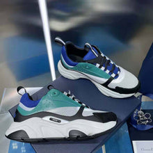 Load image into Gallery viewer, Dior Men B22 Sneaker White and Blue Technical Mesh with Deep Green and Black Smooth Calfskin
