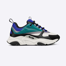 Load image into Gallery viewer, Dior Men B22 Sneaker White and Blue Technical Mesh with Deep Green and Black Smooth Calfskin