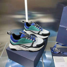 Load image into Gallery viewer, Dior Men B22 Sneaker White and Blue Technical Mesh with Deep Green and Black Smooth Calfskin