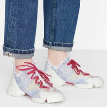 Load image into Gallery viewer, Dior Women D-Connect Sneaker Blue Technical Fabric with Dior Around the World Print