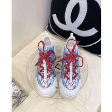 Load image into Gallery viewer, Dior Women D-Connect Sneaker Blue Technical Fabric with Dior Around the World Print