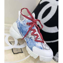 Load image into Gallery viewer, Dior Women D-Connect Sneaker Blue Technical Fabric with Dior Around the World Print