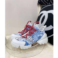 Load image into Gallery viewer, Dior Women D-Connect Sneaker Blue Technical Fabric with Dior Around the World Print
