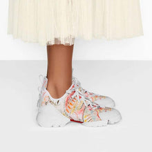 Load image into Gallery viewer, Dior Women D-Connect Sneaker White Technical Fabric with Dior In Heart Lights Print