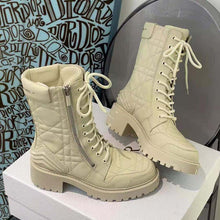 Load image into Gallery viewer, Dior Women D-Leader Ankle Boot White Quilted Cannage Calfskin
