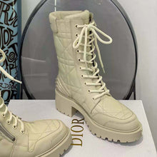 Load image into Gallery viewer, Dior Women D-Leader Ankle Boot White Quilted Cannage Calfskin