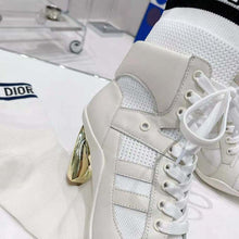 Load image into Gallery viewer, Dior Women D-zenith Heeled Ankle Boot White Calfskin and Deep Blue Technical Knit