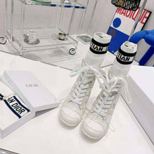 Load image into Gallery viewer, Dior Women D-zenith Heeled Ankle Boot White Calfskin and Deep Blue Technical Knit
