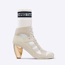Load image into Gallery viewer, Dior Women D-zenith Heeled Ankle Boot White Calfskin and Deep Blue Technical Knit