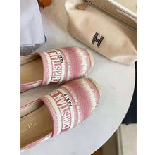 Load image into Gallery viewer, Dior Women Dior Granville Espadrille Dark Nude D-Stripes Embroidered Cotton