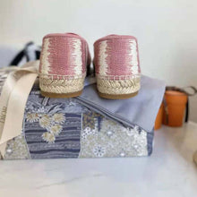 Load image into Gallery viewer, Dior Women Dior Granville Espadrille Dark Nude D-Stripes Embroidered Cotton