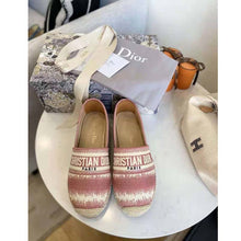 Load image into Gallery viewer, Dior Women Dior Granville Espadrille Dark Nude D-Stripes Embroidered Cotton
