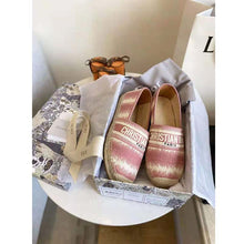 Load image into Gallery viewer, Dior Women Dior Granville Espadrille Dark Nude D-Stripes Embroidered Cotton