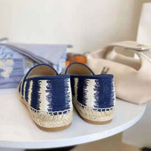 Load image into Gallery viewer, Dior Women Dior Granville Espadrille Deep Blue D-Stripes Embroidered Cotton