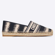Load image into Gallery viewer, Dior Women Dior Granville Espadrille Deep Blue D-Stripes Embroidered Cotton