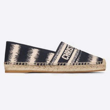 Load image into Gallery viewer, Dior Women Dior Granville Espadrille Deep Blue D-Stripes Embroidered Cotton