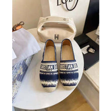 Load image into Gallery viewer, Dior Women Dior Granville Espadrille Deep Blue D-Stripes Embroidered Cotton