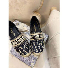 Load image into Gallery viewer, Dior Women Dior Granville Espadrille Deep Blue Dior Oblique Embroidered Cotton